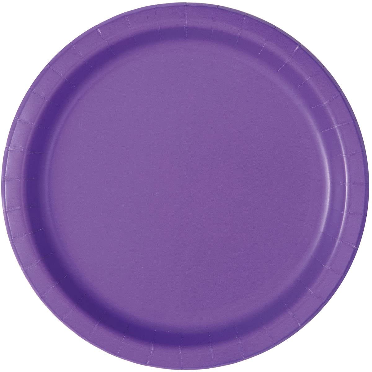 Unique Round Dessert Paper Plates, 7'', Neon Purple