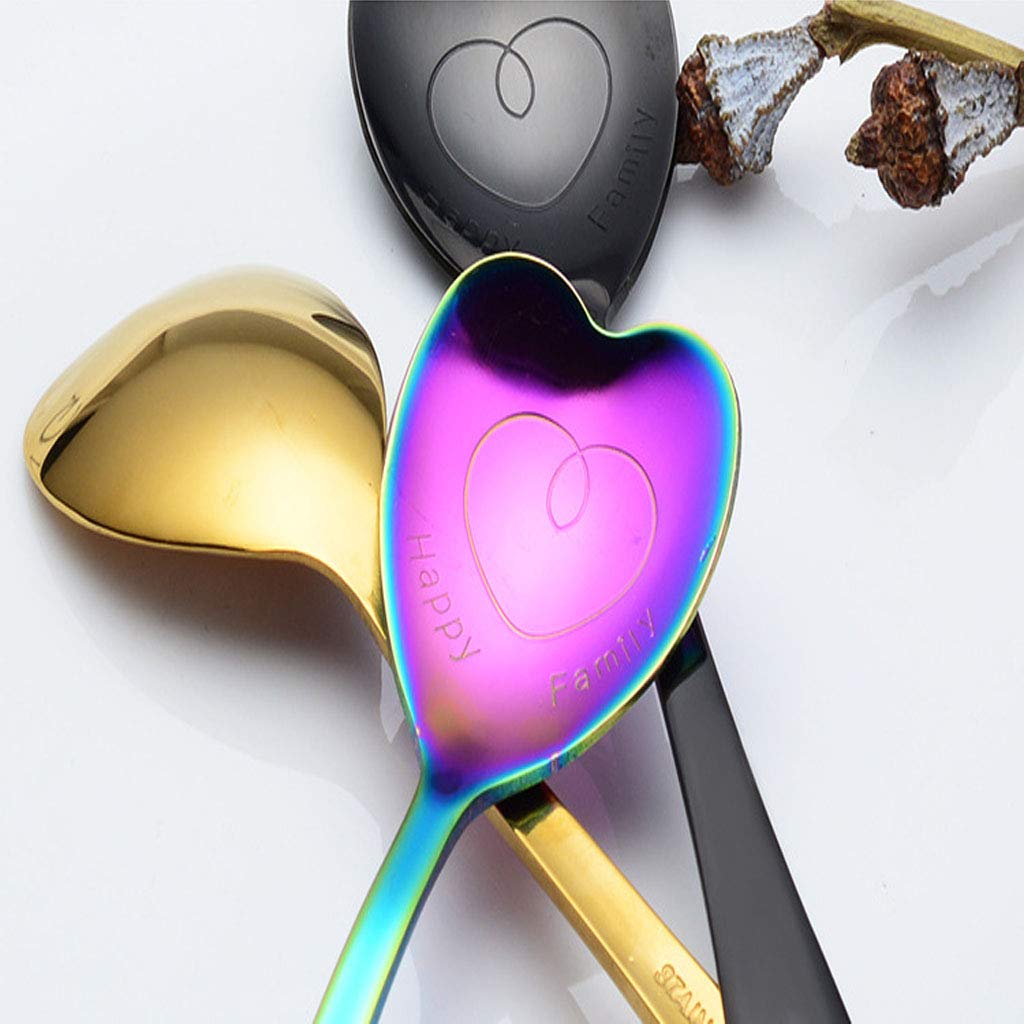 7 Pcs Stainless Steel Spoon, Heart Shaped Spoons, Coffee Spoon,Dessert Spoon, Ice Cream Spoons, Tea Spoons,Love Spoon, Cute Holi