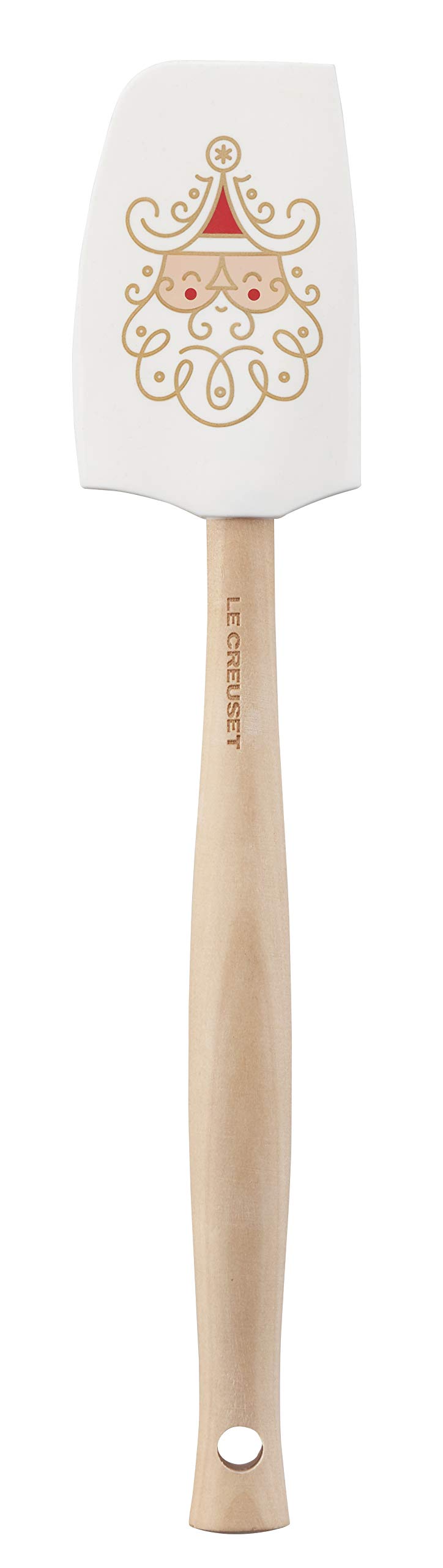 Le Creuset Silicone Noel Collection Medium Spatula, 11 1/8'' X 2 1/4'', White With Printed Design & Gold Foil