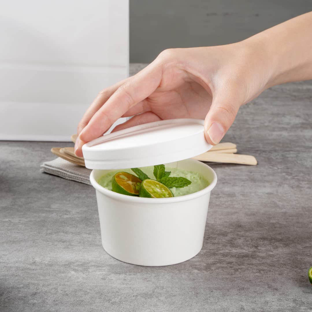 Lids Only: Coppetta Lids For 5 Ounce Ice Cream Cups, 50 No-Leak Lids For Treat Cups - Cups Sold Separately, For Hot And Cold Foo