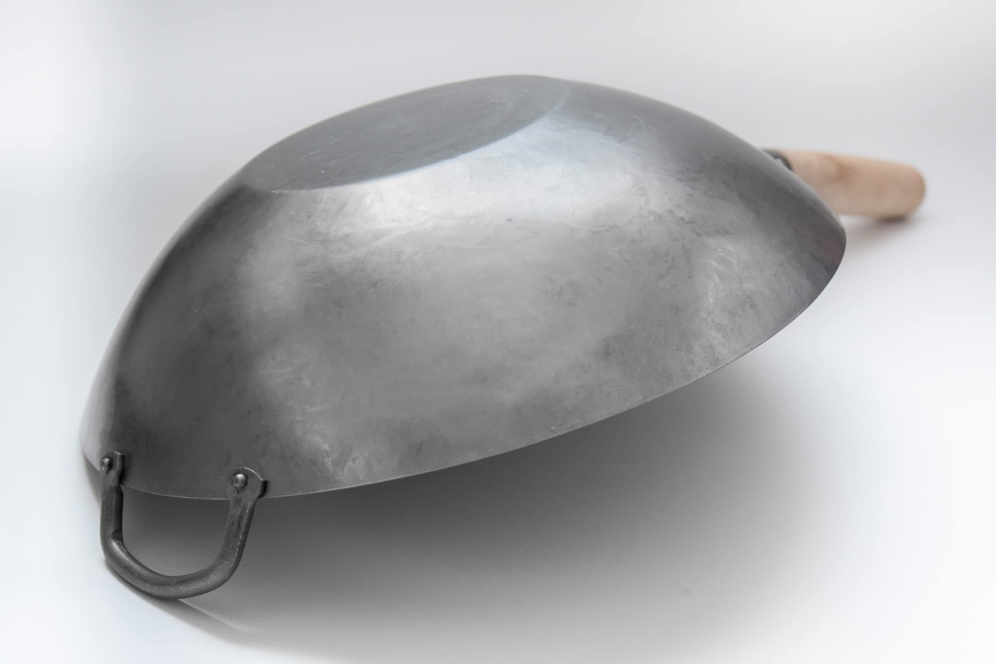 Craft Wok 12 Inch Flat Hand Hammered Carbon Steel Pow Wok with Wooden and Steel Helper Handle - Model 731W316