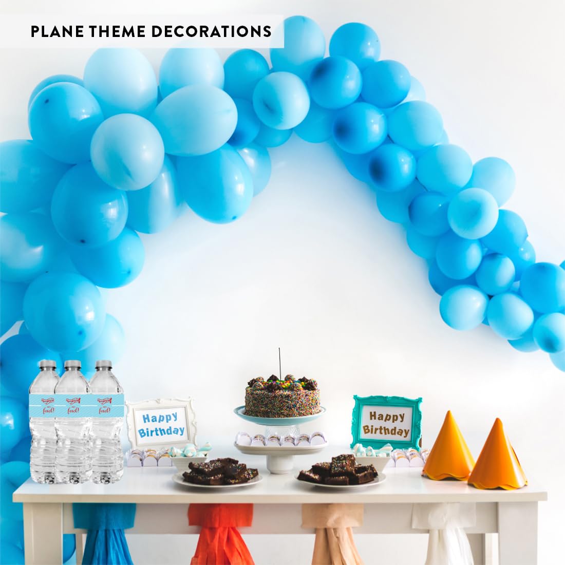 Andaz Press Birthday Water Bottle Labels Stickers, Airplane, 20-Pack, For Decor Decorations Dessert Table Wraps