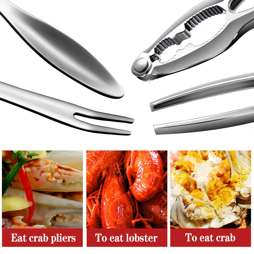 6Pcs Crab Crackers And Tools Including 2 Forks 2 Lobster Crackers Nut Cracker And 2 Lobster Crab Mallets