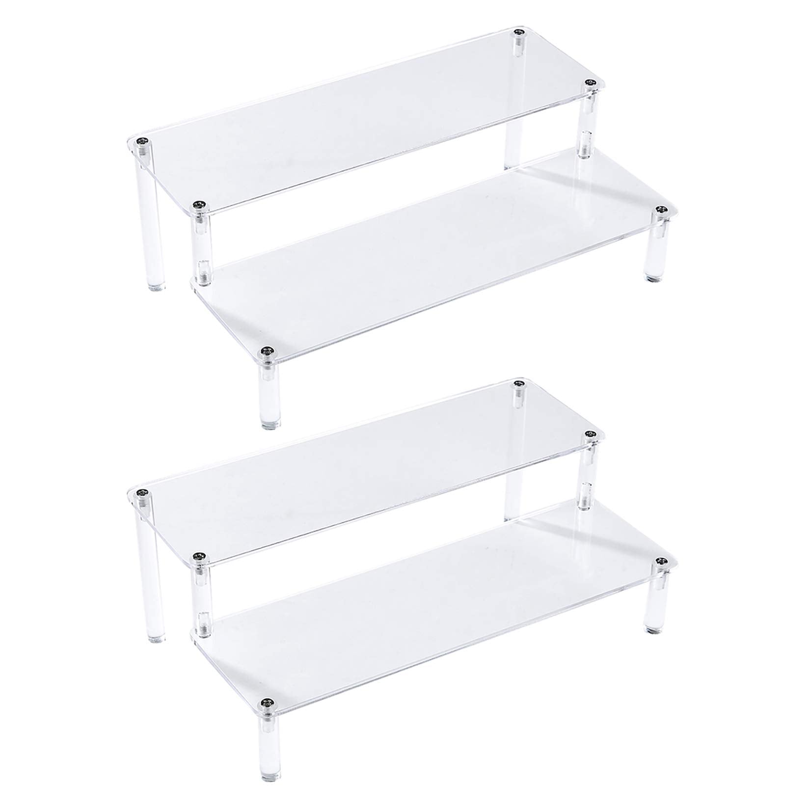 BYCY 2 Pack 2-Tier Clear Acrylic Display Stand Display Shelf for Dessert Jewels Figurines, Clear Cupcake Stand - 2 Pack ( 12 * 6