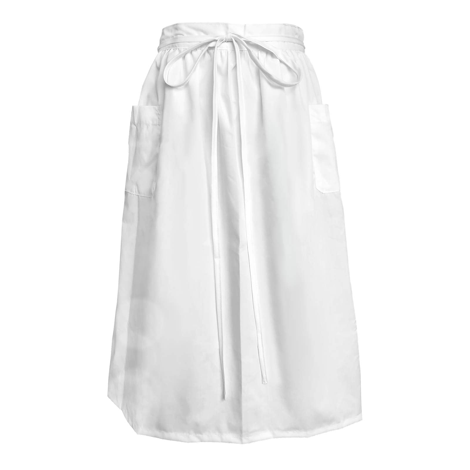 Cityelf Vintage Adjustable Ruffle White Apron Maid Costume Victorian Style 50S Dress Apron With Long Ties And Pockets