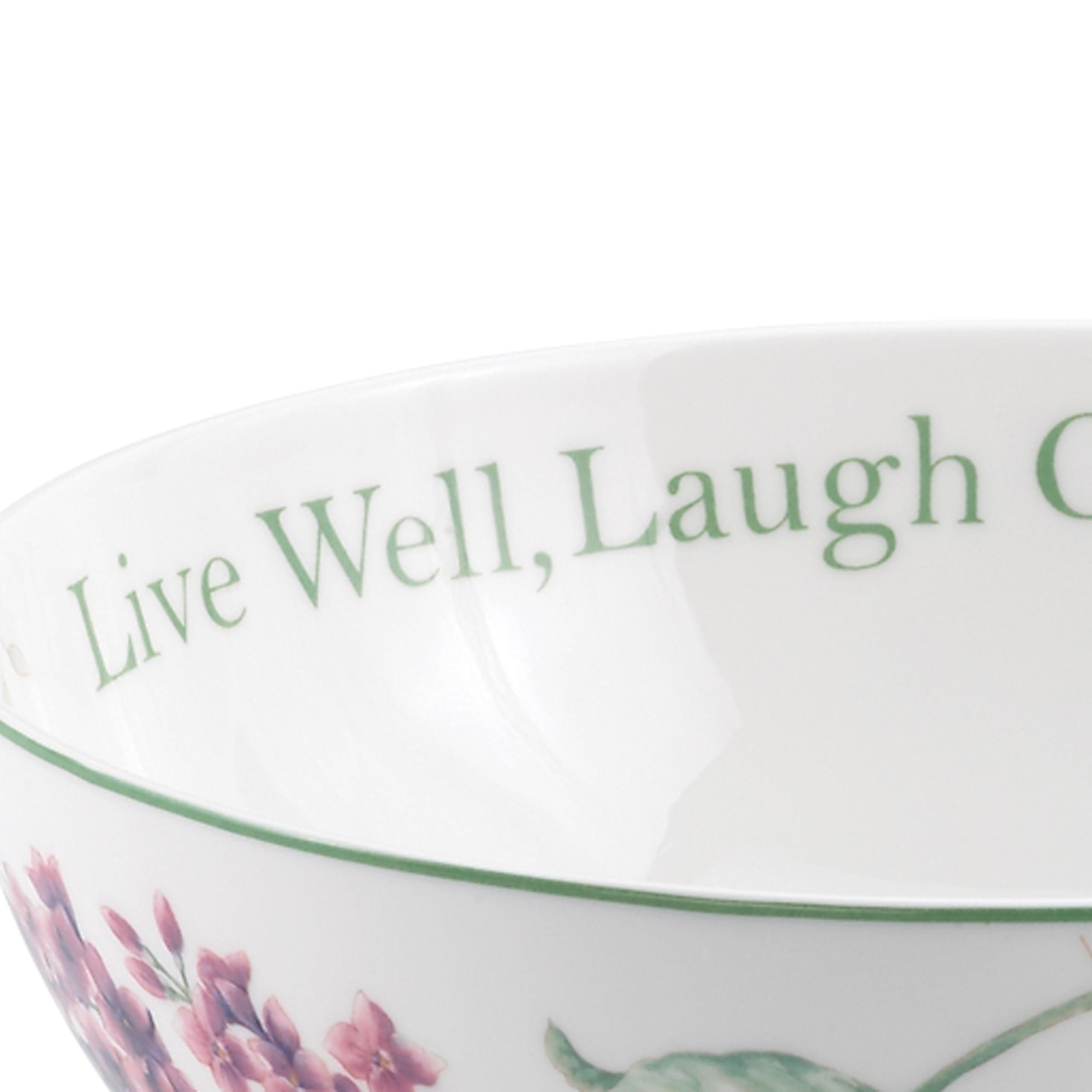 Lenox Butterfly Meadow Live Well, Laugh Often, Love Much Serving Bowl, White -