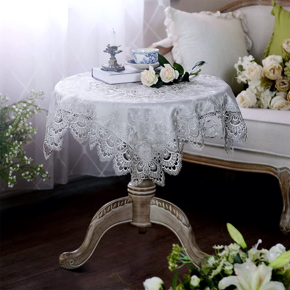 ARTABLE Lace Small Table Cloth Fall Christmas Macrame Tablecloth Table Topper for Thanksgiving Outdoor Farmhouse Rustic Kitchen 