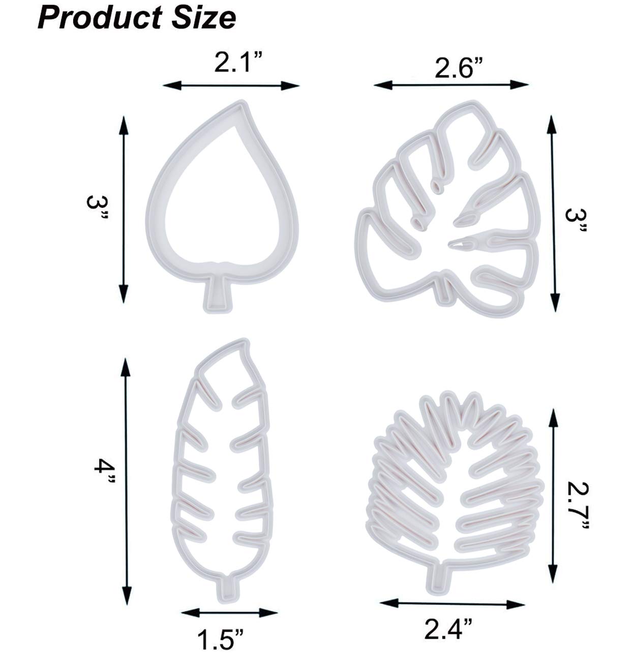 Mity Rain Tropical Leaf Cookie Cutter - Hawaiian Palm Leaves Fondant Cutters Set For Gum Paste, Sugarcraft Candy, Luau Cake Deco