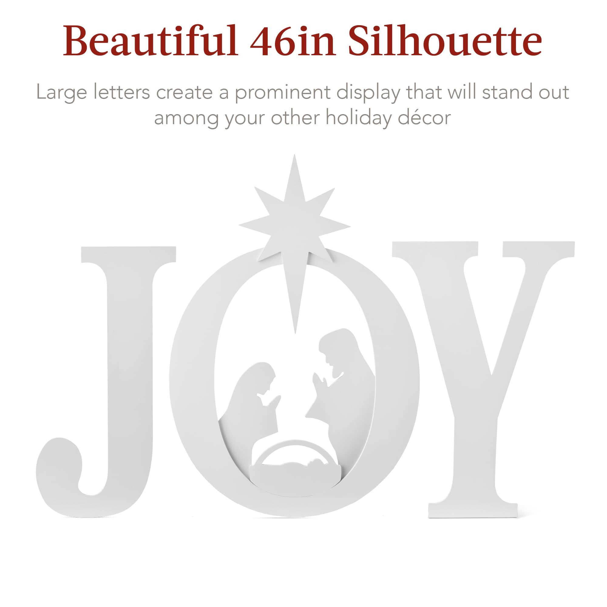 Best Choice Products 46in Outdoor JOY Christmas Nativity Decoration, 3 Piece Yard Decor Sign Holy Weather Resistant PVC Silhouet