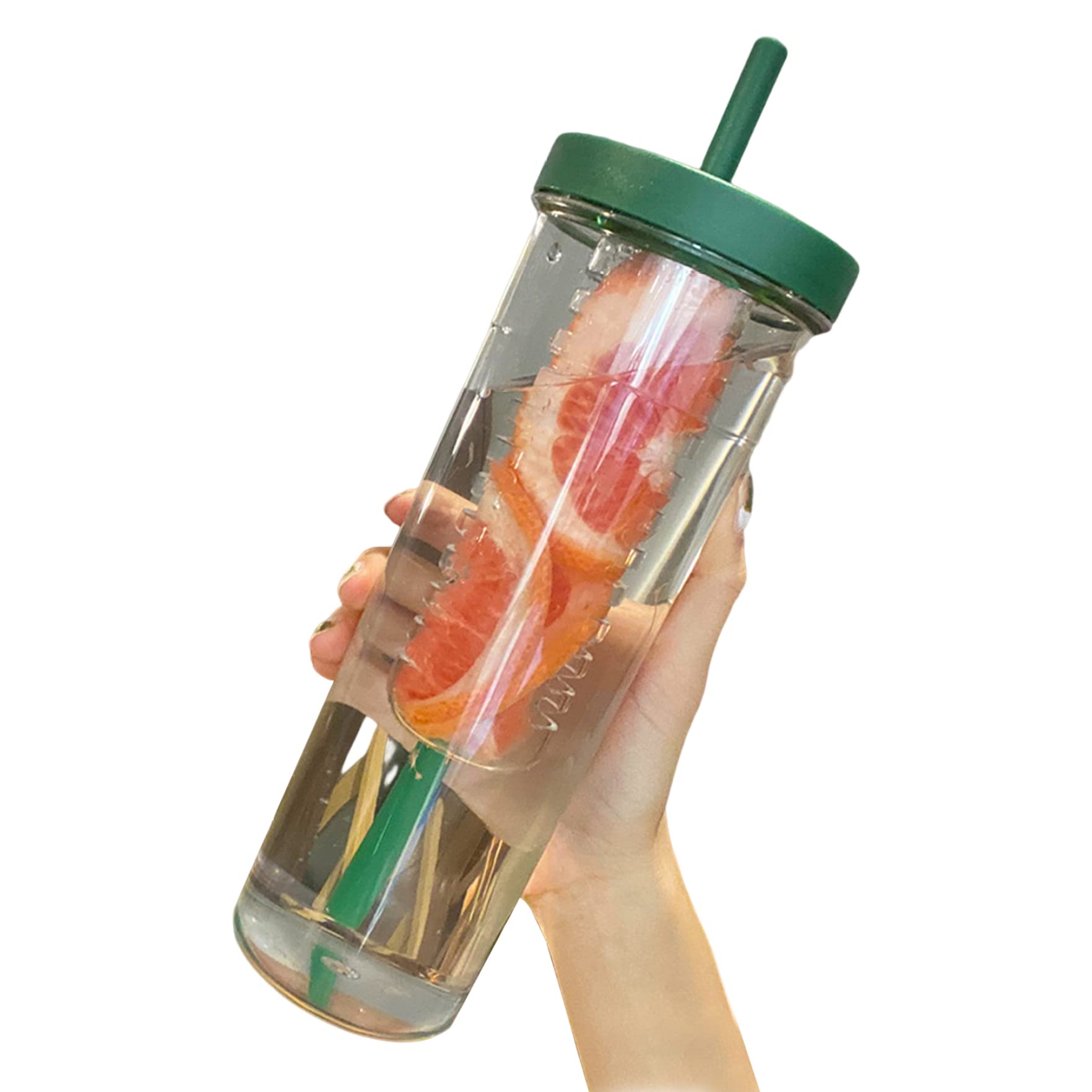 Eioflia Glasses Drinking,Tumblers, Water Bottle With Fruit Infuser LeakProof Infuser Water Bottle Clear 800ML Drinking Cup With