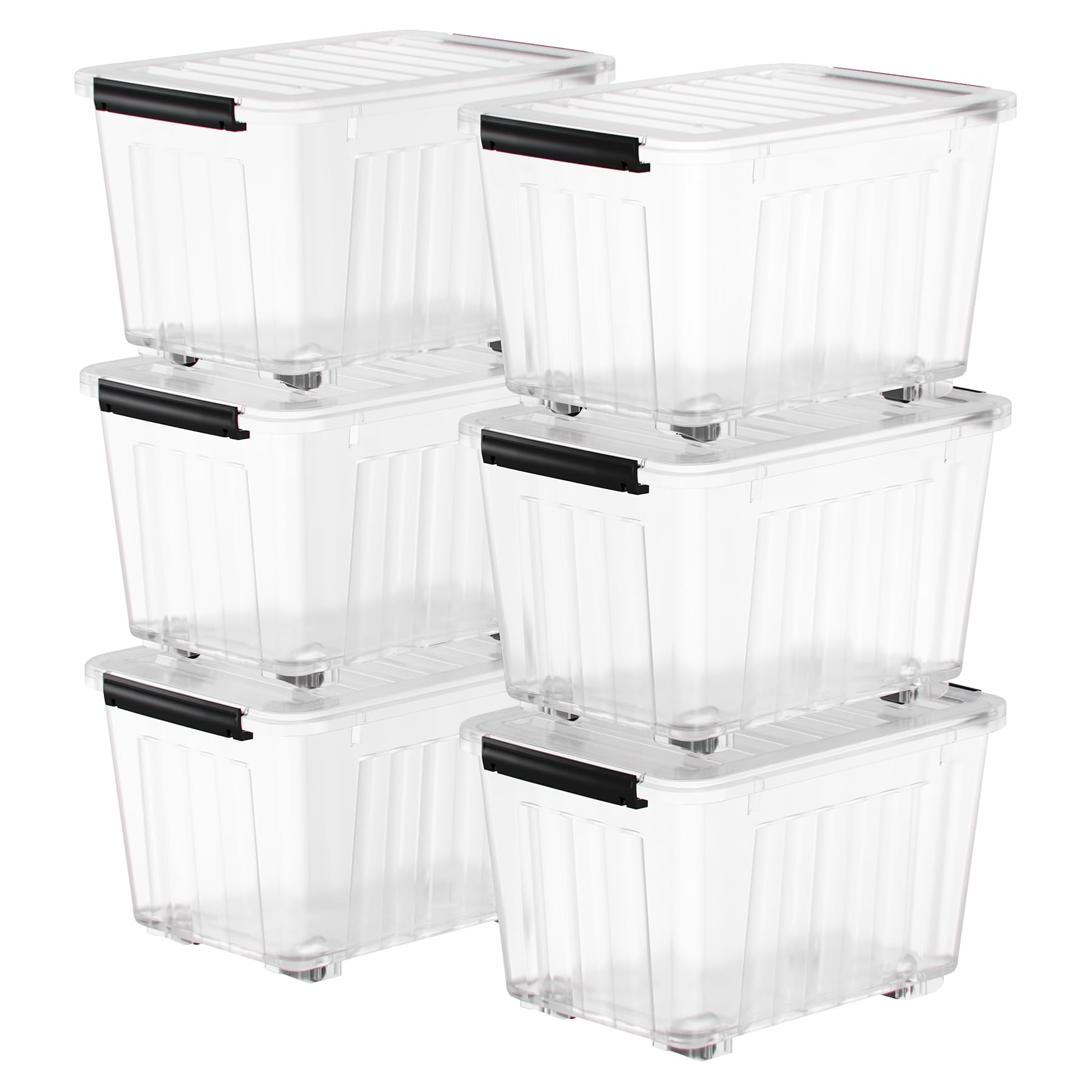 Nazhura 97Quart Plastic Storage Bin, Stackable And Nestable Storage Boxes With Clear Lids And Secure Latching Buckles, Large Sto