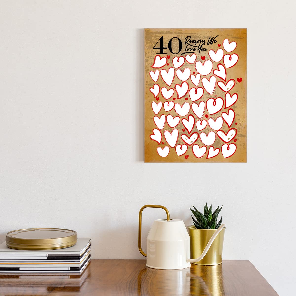 40 Reason Why We Love You,40Th Birthday Wall Decor,40Th Birthday Gifts For Women Men,Guest Canvas 40Th Anniversary Or 40Th Birth