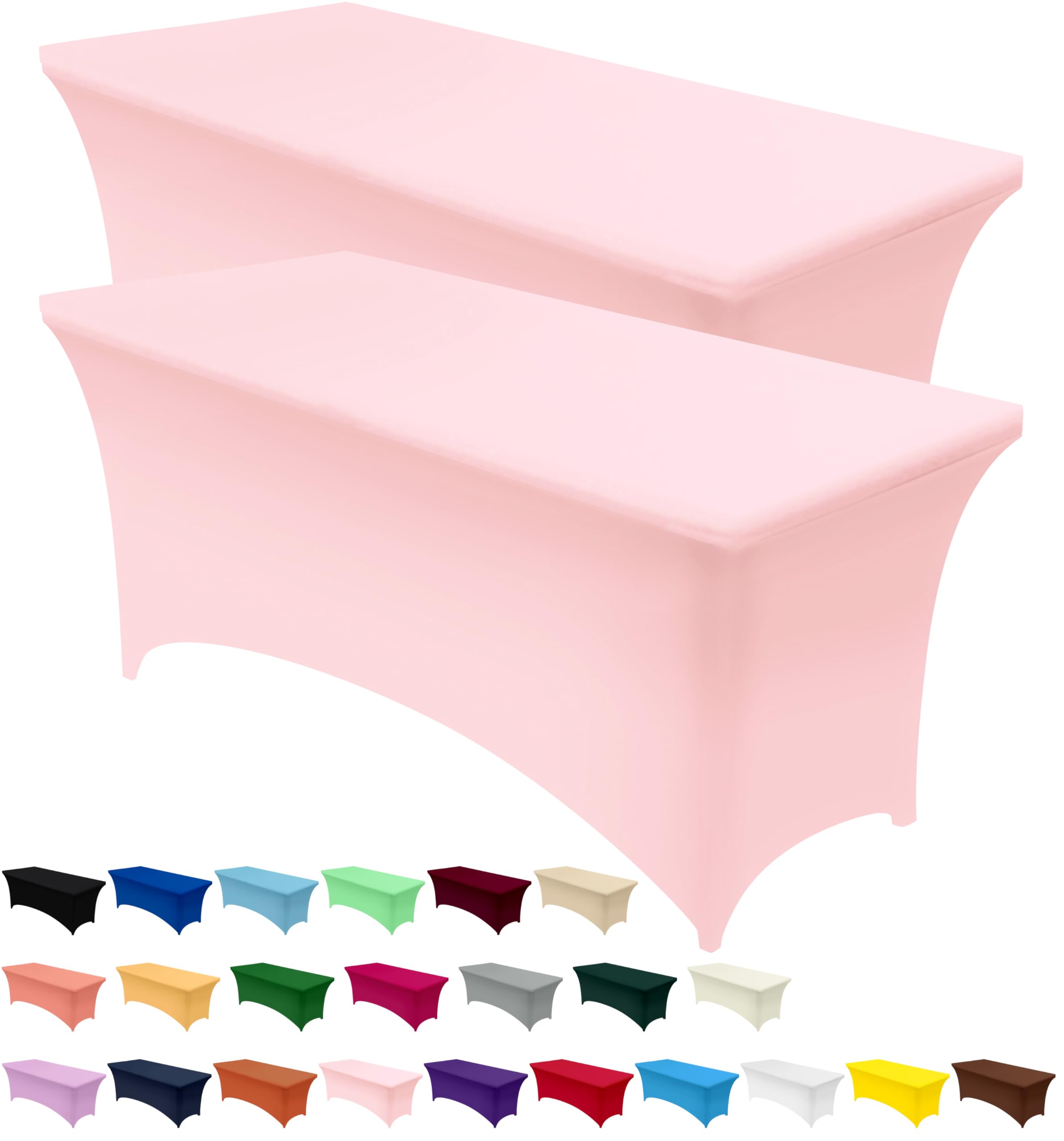 Utopia Kitchen Spandex Tablecloth 2 Pack [4FT  Pink] Tight  Fitted  Washable and Wrinkle Resistant Stretch Rectangular Patio Table Cover for Event  Wedding  Banquet & Parties [48Lx30Wx30H Inch]