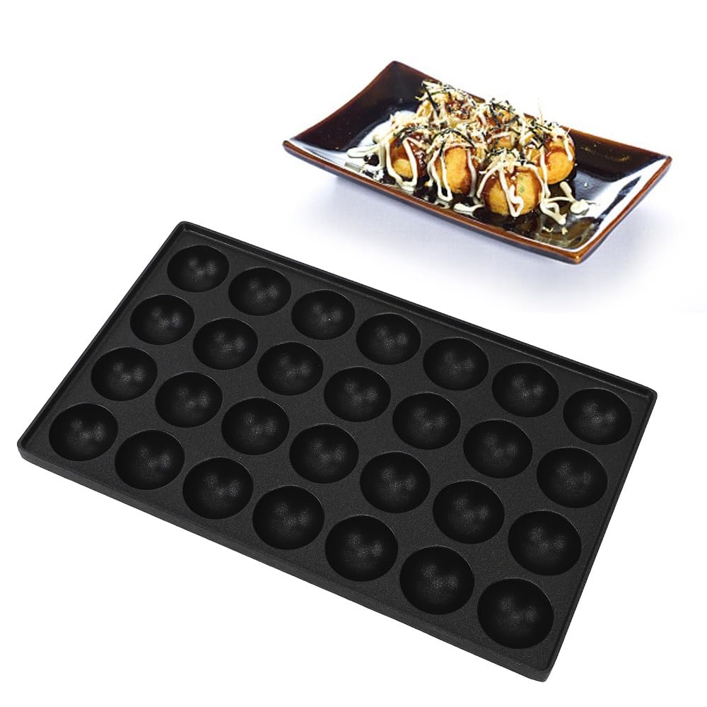 Anu Limen Maker Pan, 28 Holes 1.57 in Half Sphere Nonstick Cast Aluminum Baking Tray for Octopus Balls, Meatballs and Quail Eggs
