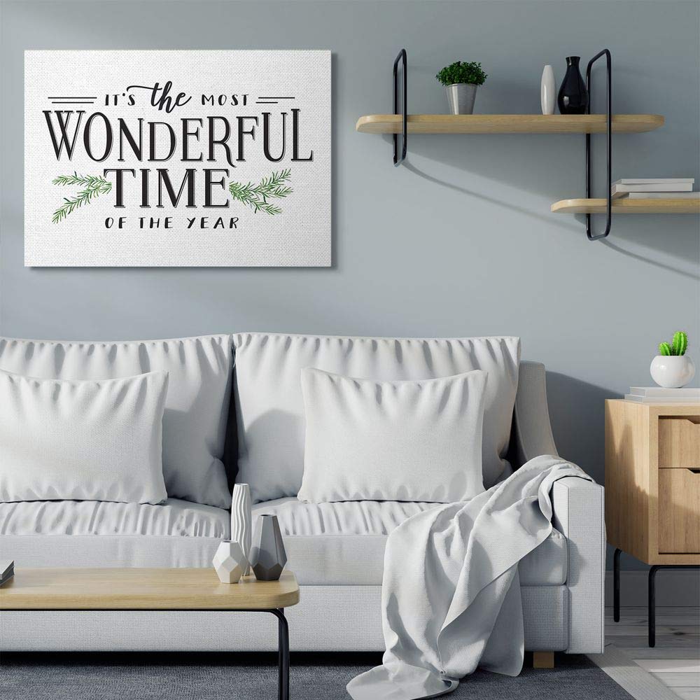 Stupell Industries Most Wonderful Time Christmas Holiday Word Design Canvas, 36 X 48, Multi-Color