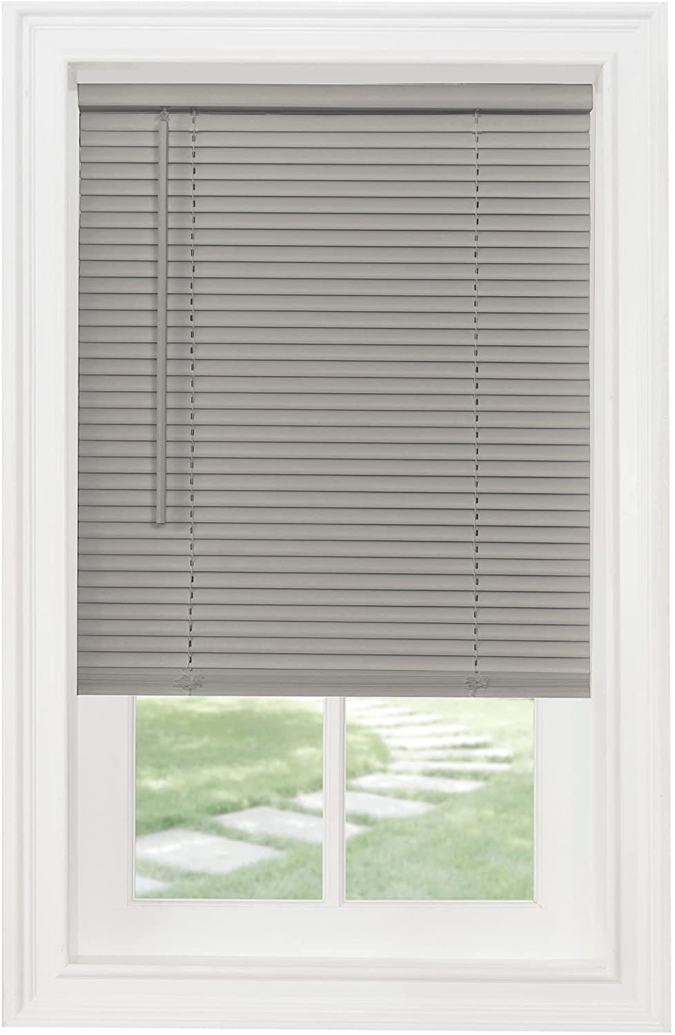 PowerSellerUSA 1 Slats Cordless Window Blinds, 64L x 34W Inches Solid Pattern Light Filtering Vinyl Indoor-Outside Ceiling Mount