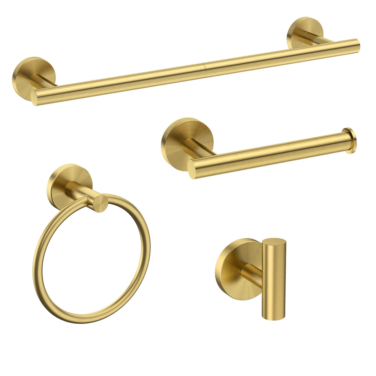 Ushower Brushed Gold Bathroom Accessories Set, 18-Inch Towel Bar Set Wall Mounted, Durable Sus304 Stainless Steel Bathroom Hardw