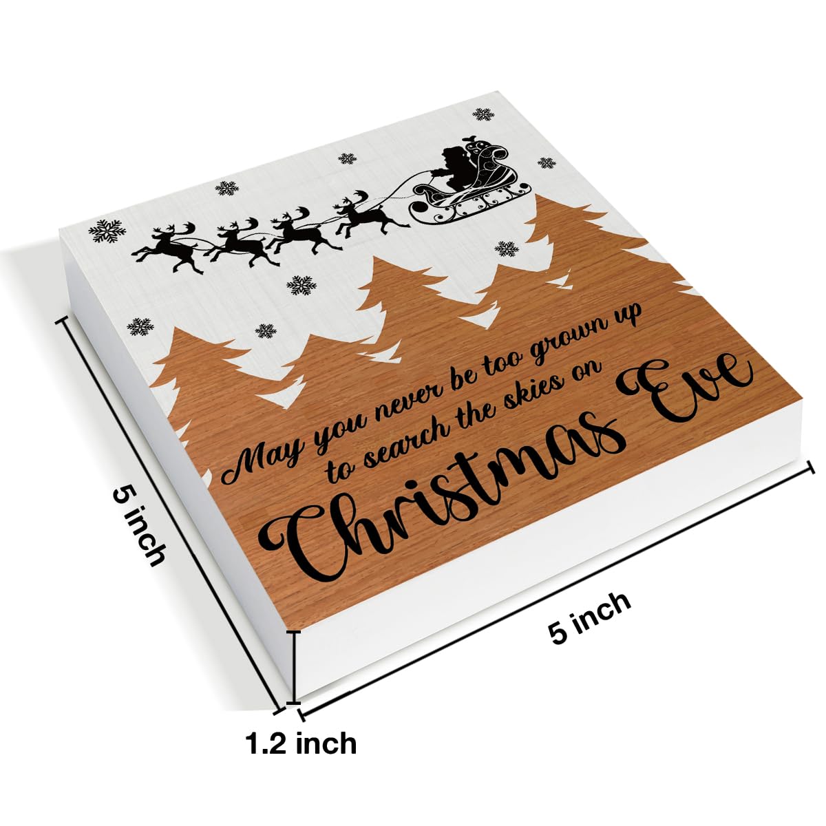 Farmhouse Wooden Sign: May You Never Be Too Grown Up to Search the Skies on Christmas Eve - Indoor Christmas Decor for Desk, Tab