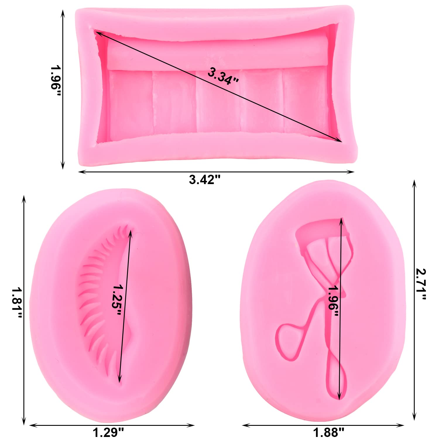 Mujiang Makeup Tools Silicone Molds Eyelash Eye Shadow Eyelash Curler Fondant Mold For Cake Decorating Cupcake Topper Candy Poly