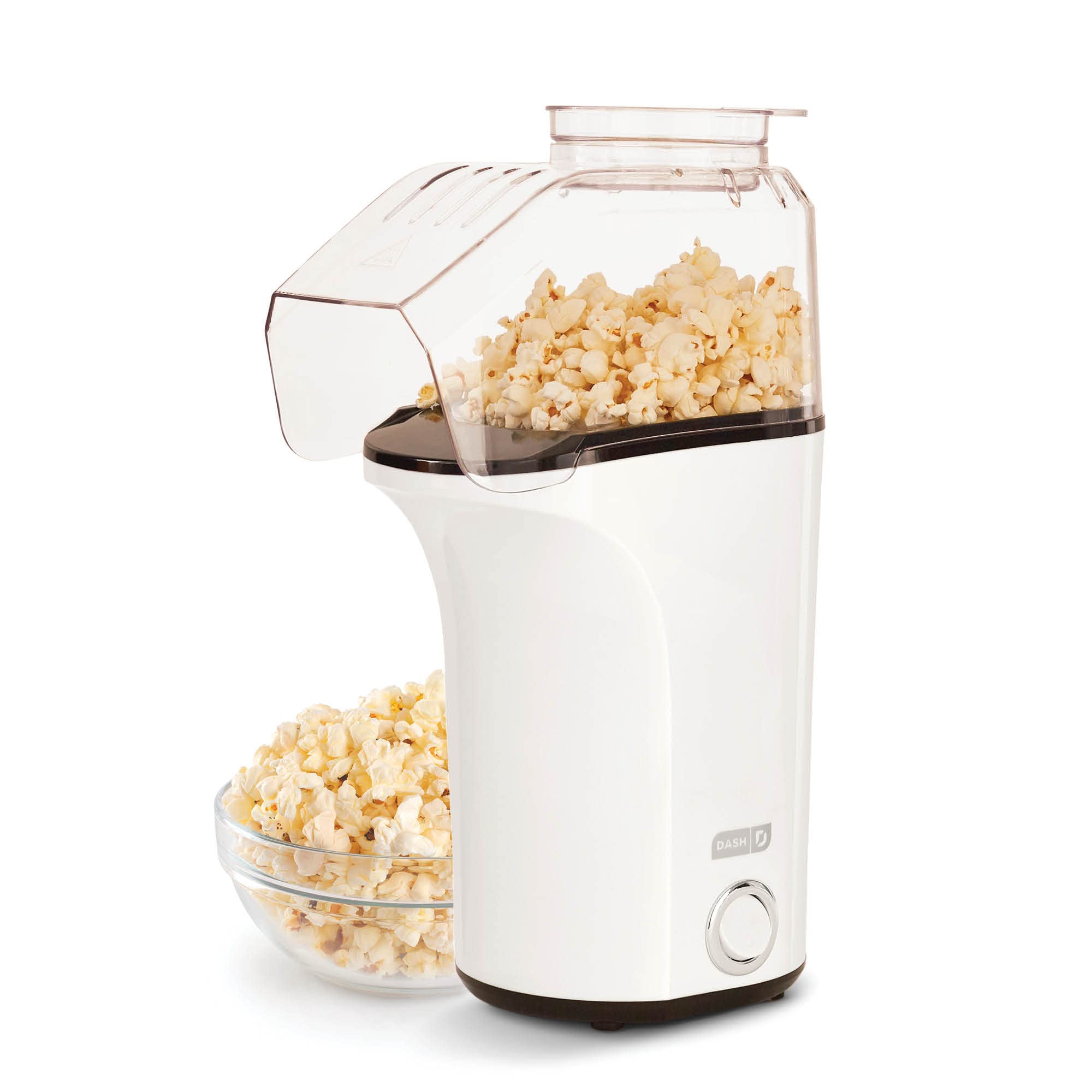 Dash Hot Air Popcorn Popper Maker With Measuring Cup To Portion Popping Corn Kernels + Melt Butter, 16 Cups - White