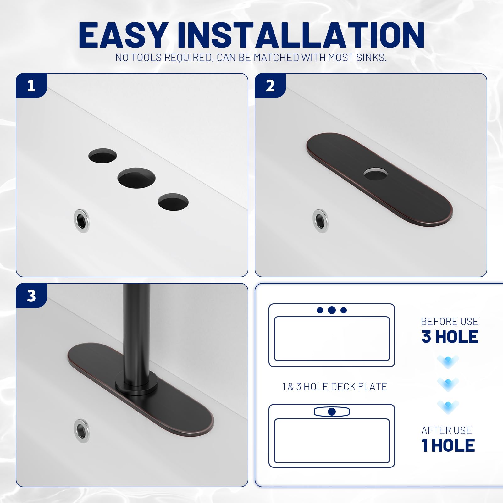 BWE Round 10 Inch Kitchen Sink Faucet Hole Cover Deck Plate Oil Rubbed Bronze Outside Escutcheon Plate Stainless Steel Cover Plate for 1 or 3 Hole Sink Hole