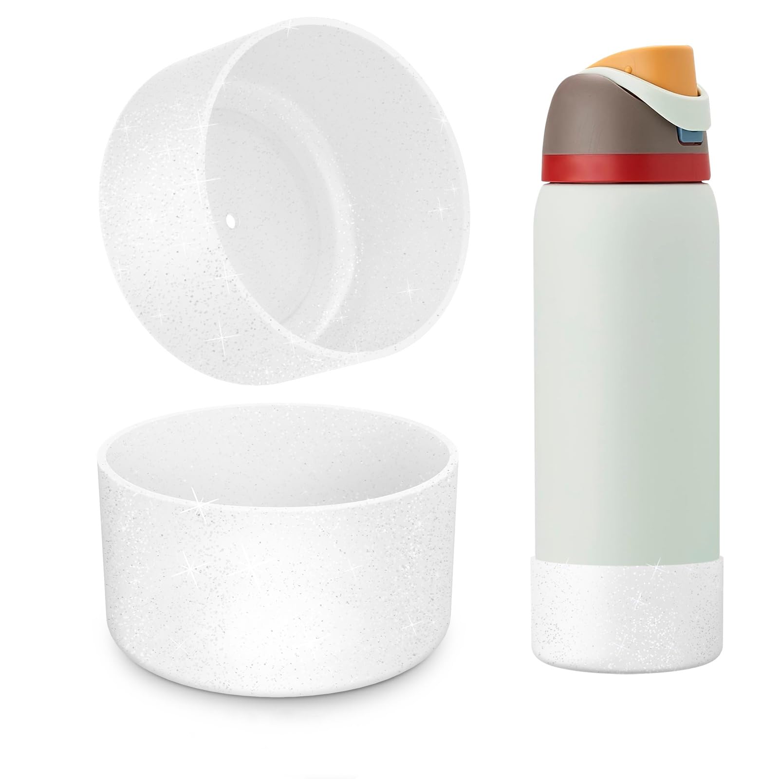 Beonsky 2 PCS Glitter Silicone Boot for Owala Water Bottle 40 oz, Anti-Slip Protective Sleeve for FreeSip/Twist/Flip Stainless S