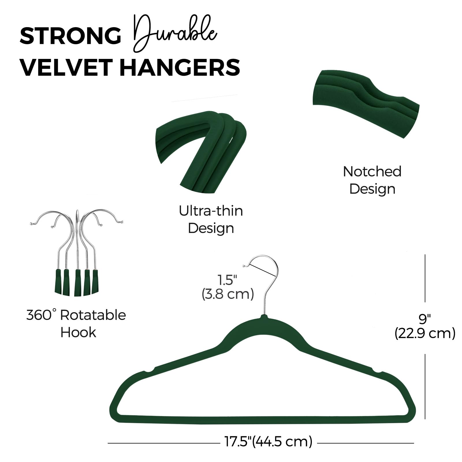 House Day Premium Velvet Hangers 50 Pack, Non-Slip Slim Flocked Felt Hangers, Durable & Sturdy Clothes Hangers | Heavy Duty Coat