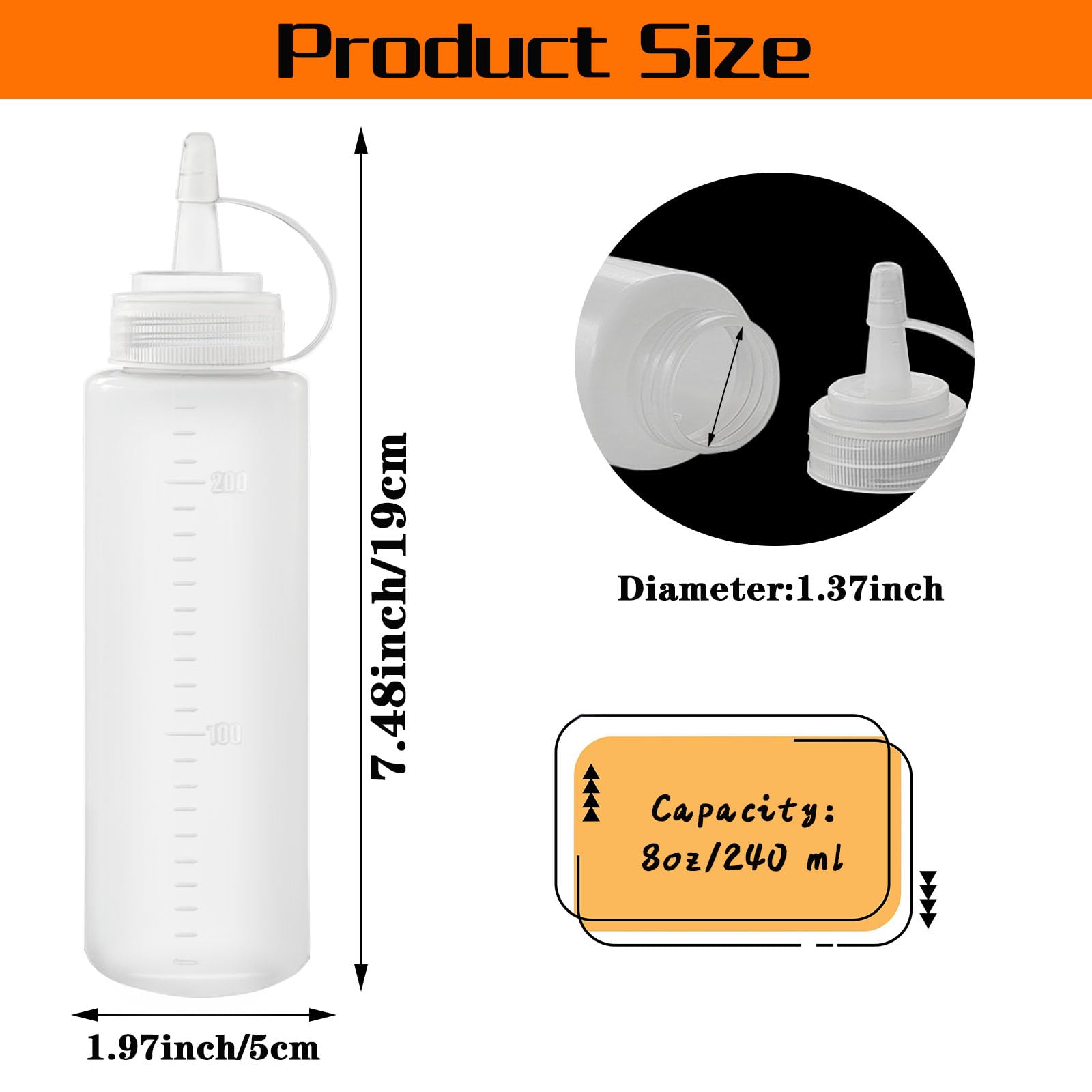 Anyumocz 12 Pack 8 Oz Plastic Squeeze Bottles Multipurpose Squirt Bottles For Ketchup,Condiments,Bbq Sauce,Dressing,Barbecue,Gri