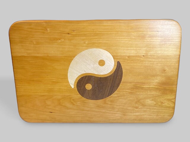 Cherry Charcuterie Board - Yin Yang Maple & Peruvian Walnut Inlay