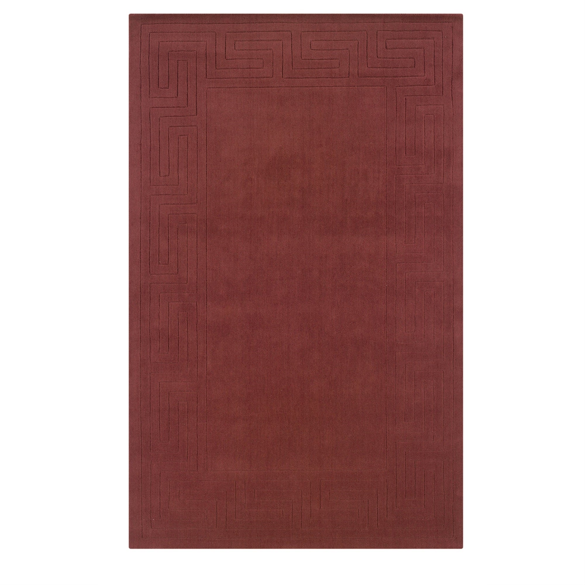 Linon Classic Greek Key Cinnabar Hand Tufted 8 X 11 Wool Area Rug