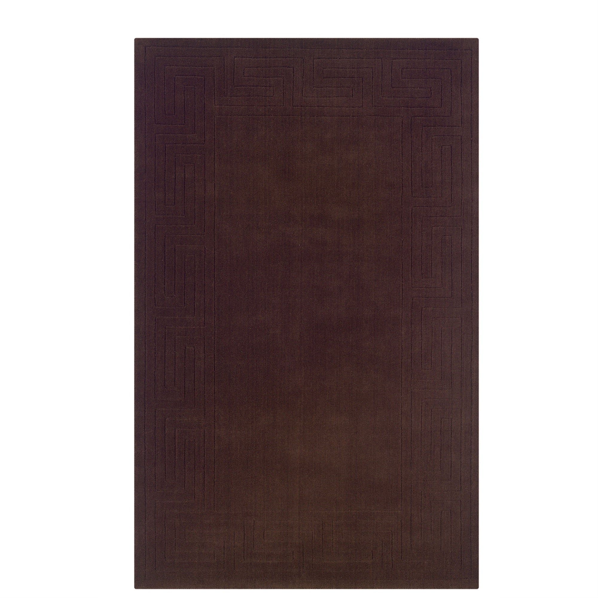 Linon French Roast Hand Tufted 5 X 8 Wool Area Classic Greek Key Rug