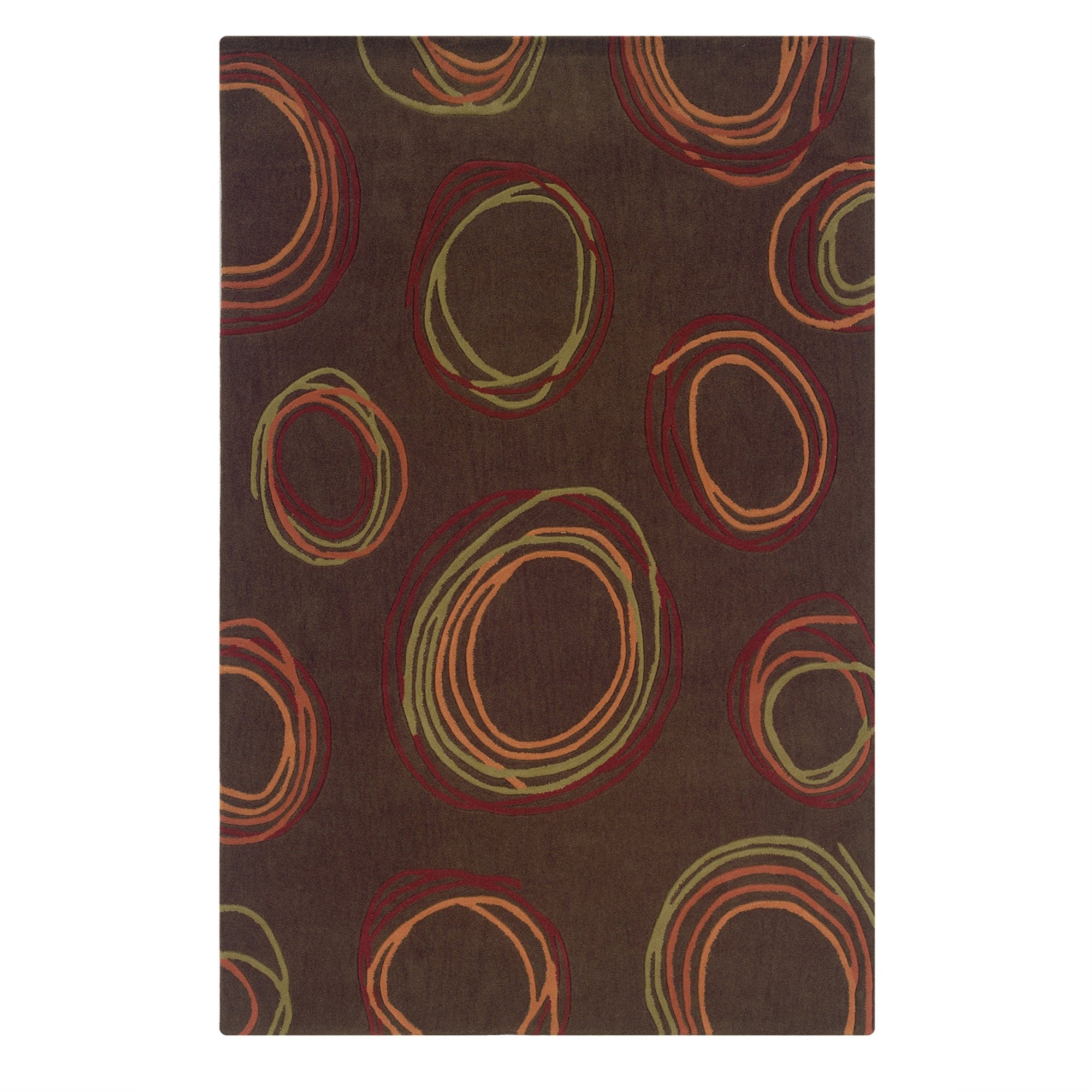 Linon Trio Myra Hand Tufted Polyester 5x7 Rug in Brown