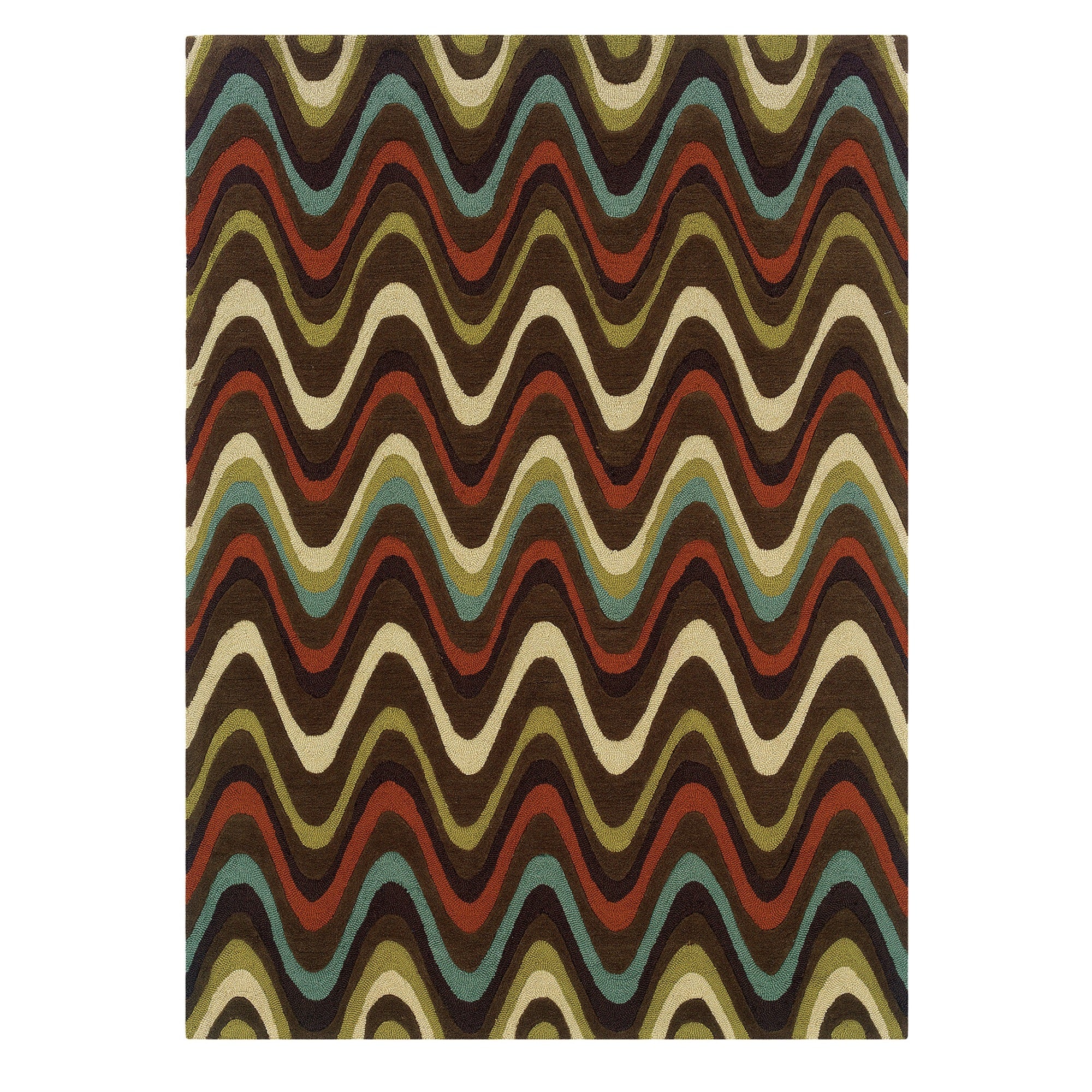 Linon Trio Mouzi Hand Tufted Polyester 5x7 Rug in Brown