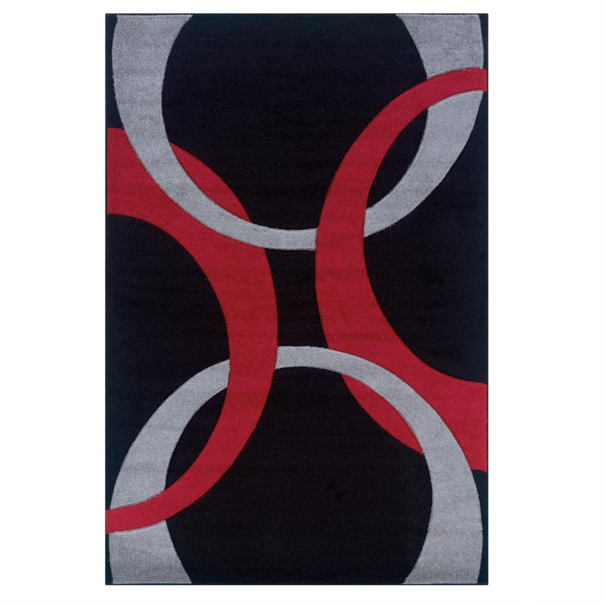 Linon Corfu Spheres Machine Made Heat Set Frieze Yarn Pile 8x103 Rug in Black
