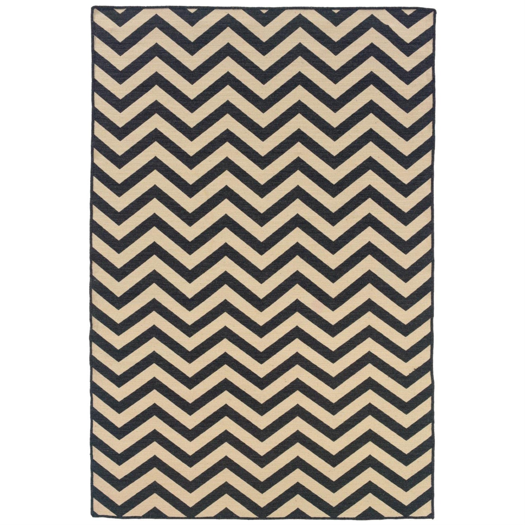 Linon Salonika Chevron Reversible Woven Wool 5x8 Rug in Gray
