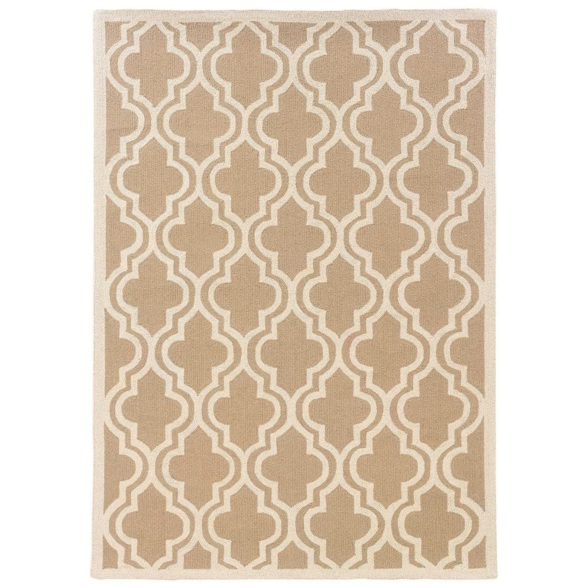 Linon Silhouette Quatrefoil Floor Coverings Rug - Color:Yellow/White,Size:8 x 10 1.83 x 2.83/Beige/White