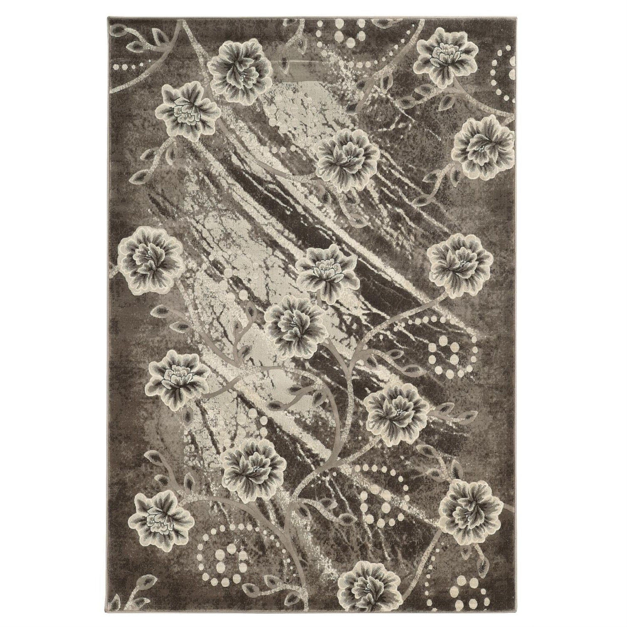 Linon Jewel Grey/Beige Area Rug 5 x 76 5 x 8 Indoor Living Room Grey