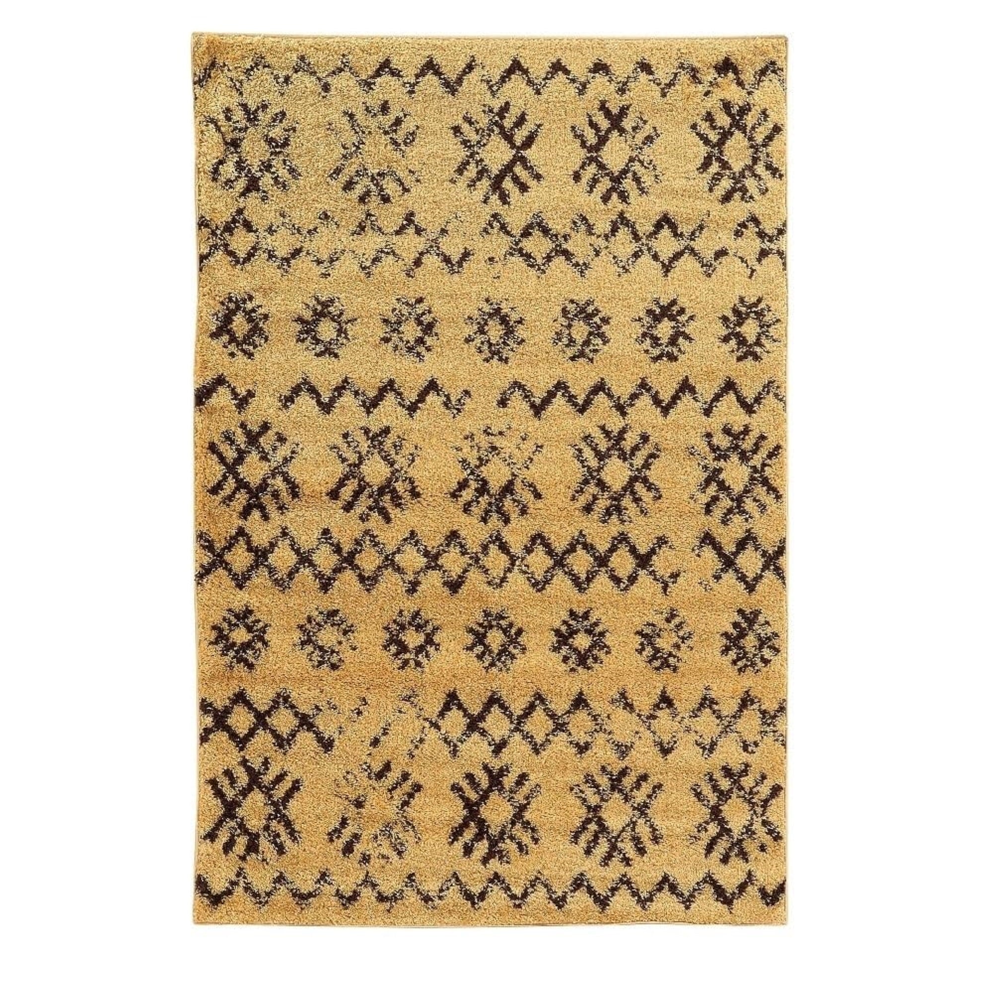 Linon Moroccan Mekenes Power Loomed Polypropylene 5x7 Rug in Brown