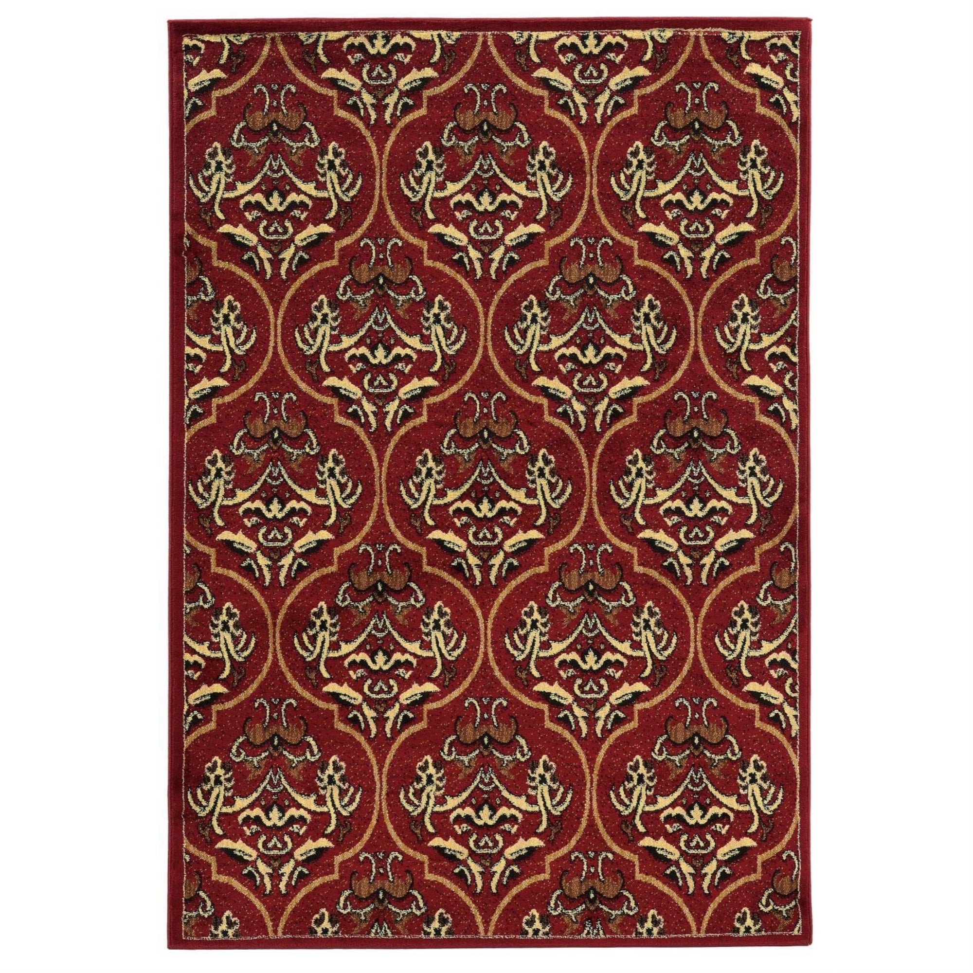 Linon Transitional Elegance 5 x 73 Rectangle Area Rugs with Red RUG-EE2357
