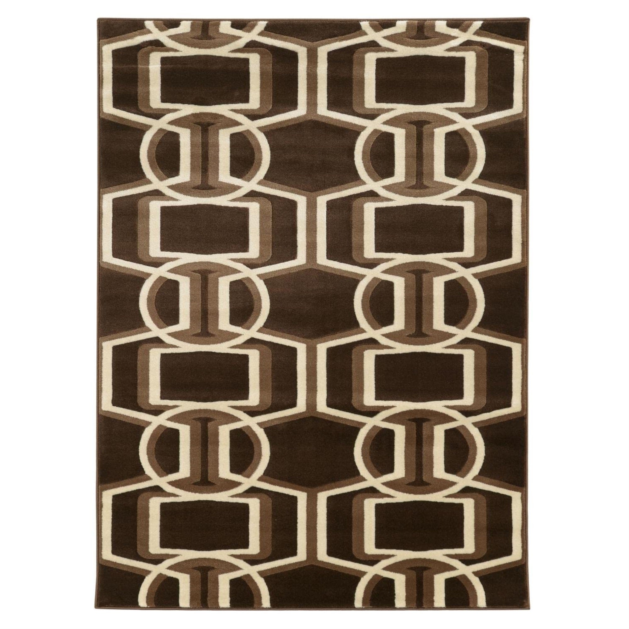 Linon Roma Collection RA01 Rug 8 x 10 Chocolate and Beige Rectangle