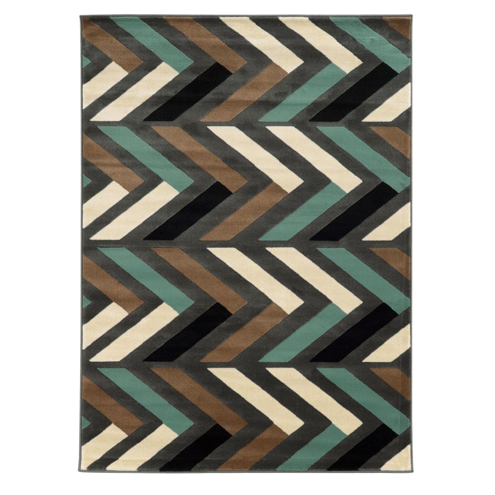 Linon Roma Herringbone Grey/Turquoise Rug (5 x 76-inch) - 5 x 76