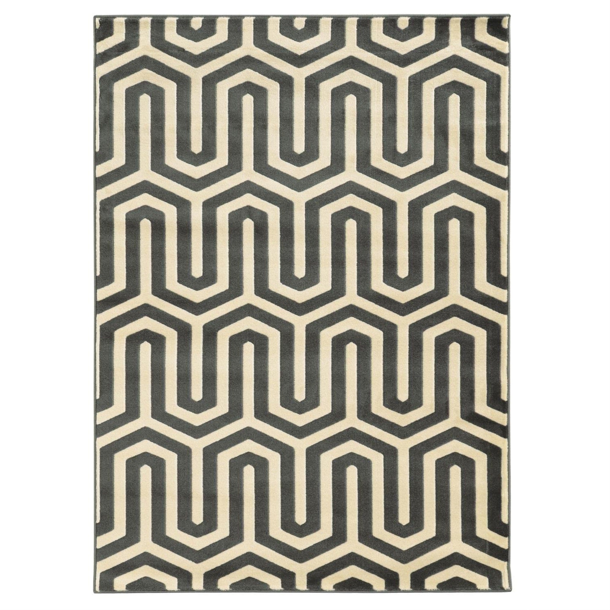 Linon Roma Collection RA09 Rug 5 3 x 7 Charcoal and Grey Rectangle