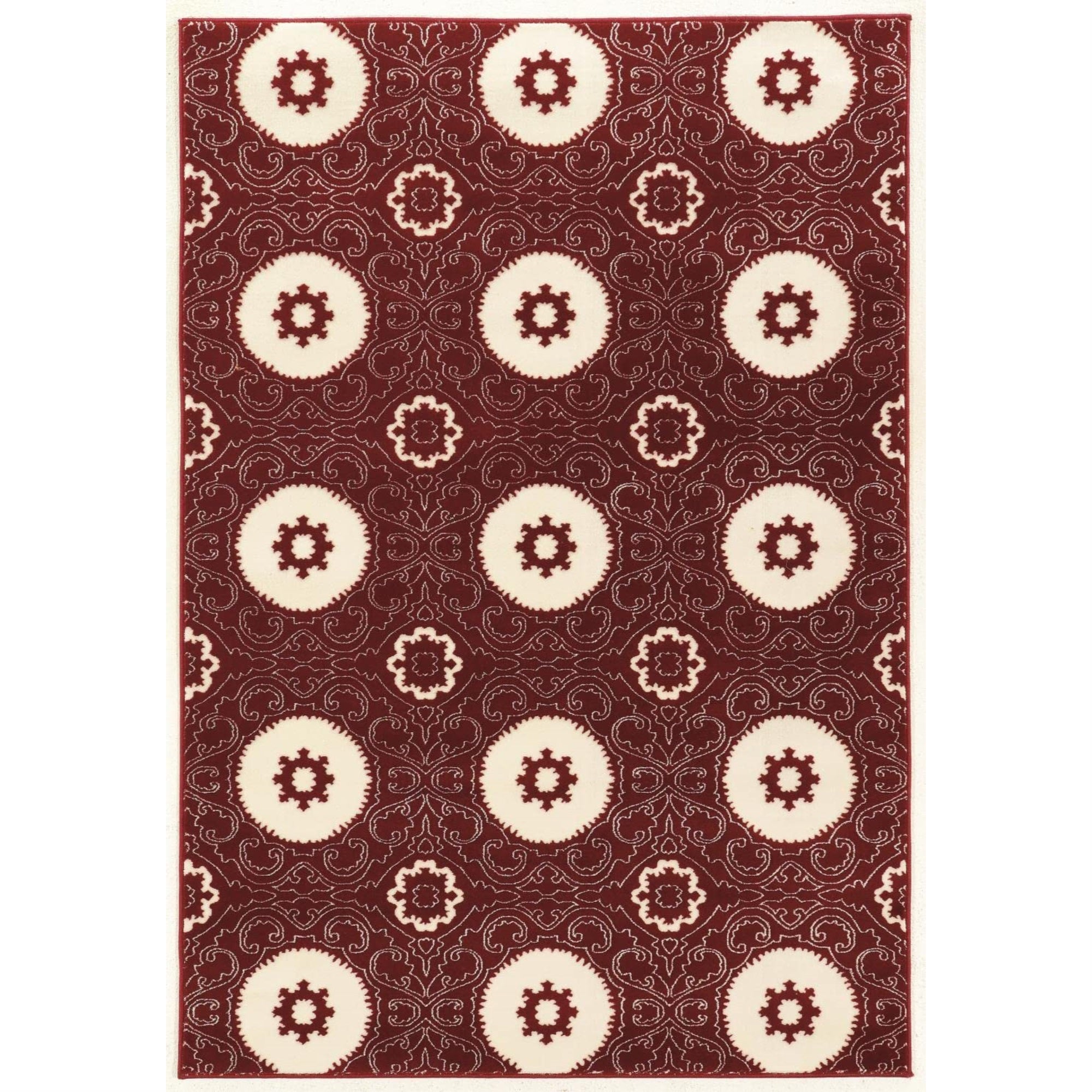 Linon Prisma Collection PA13 Rug 5 3 x 7 6 Red and White Rectangle