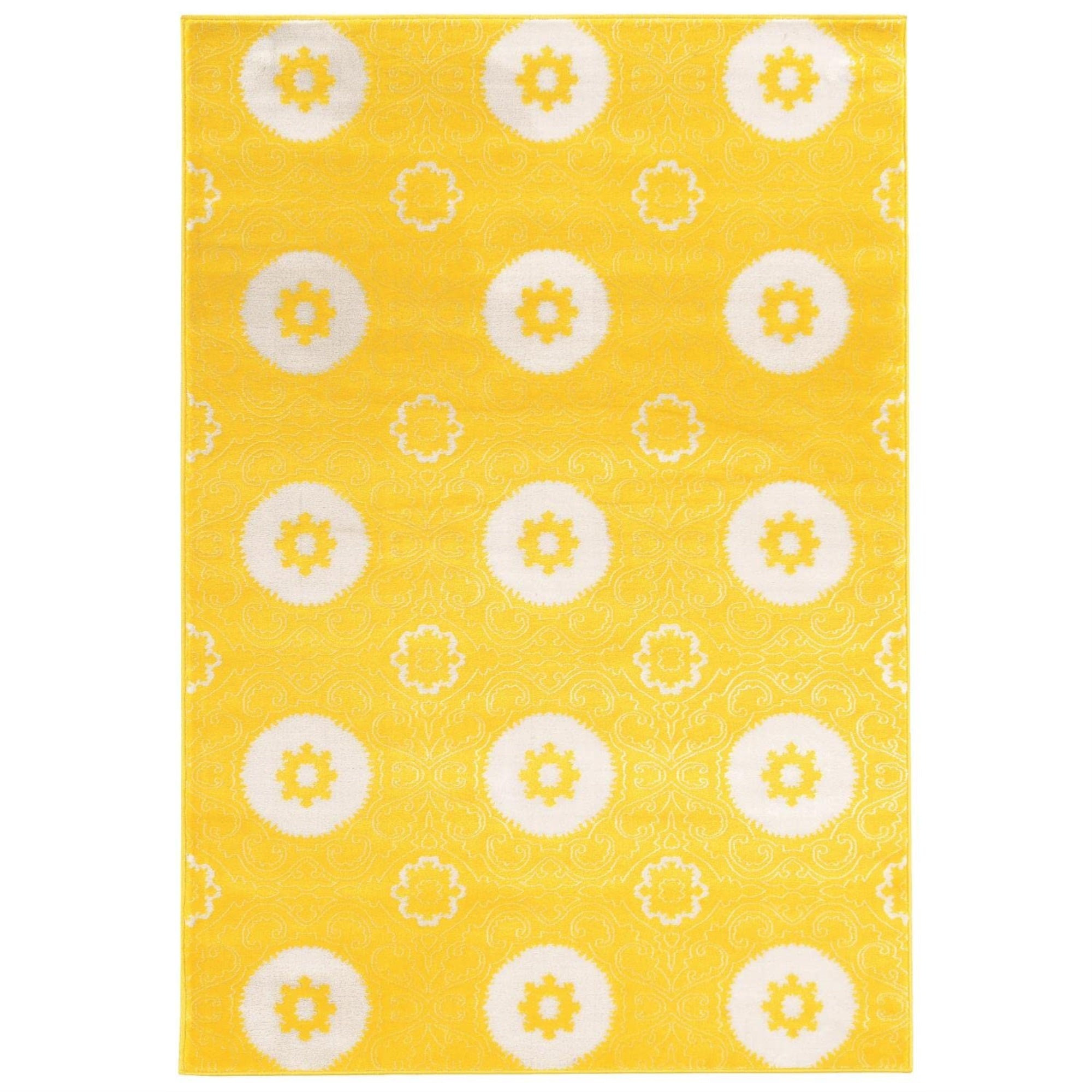 Linon Prisma Collection PA14 Rug 5 3 x 7 6 Yellow and White Rectangle
