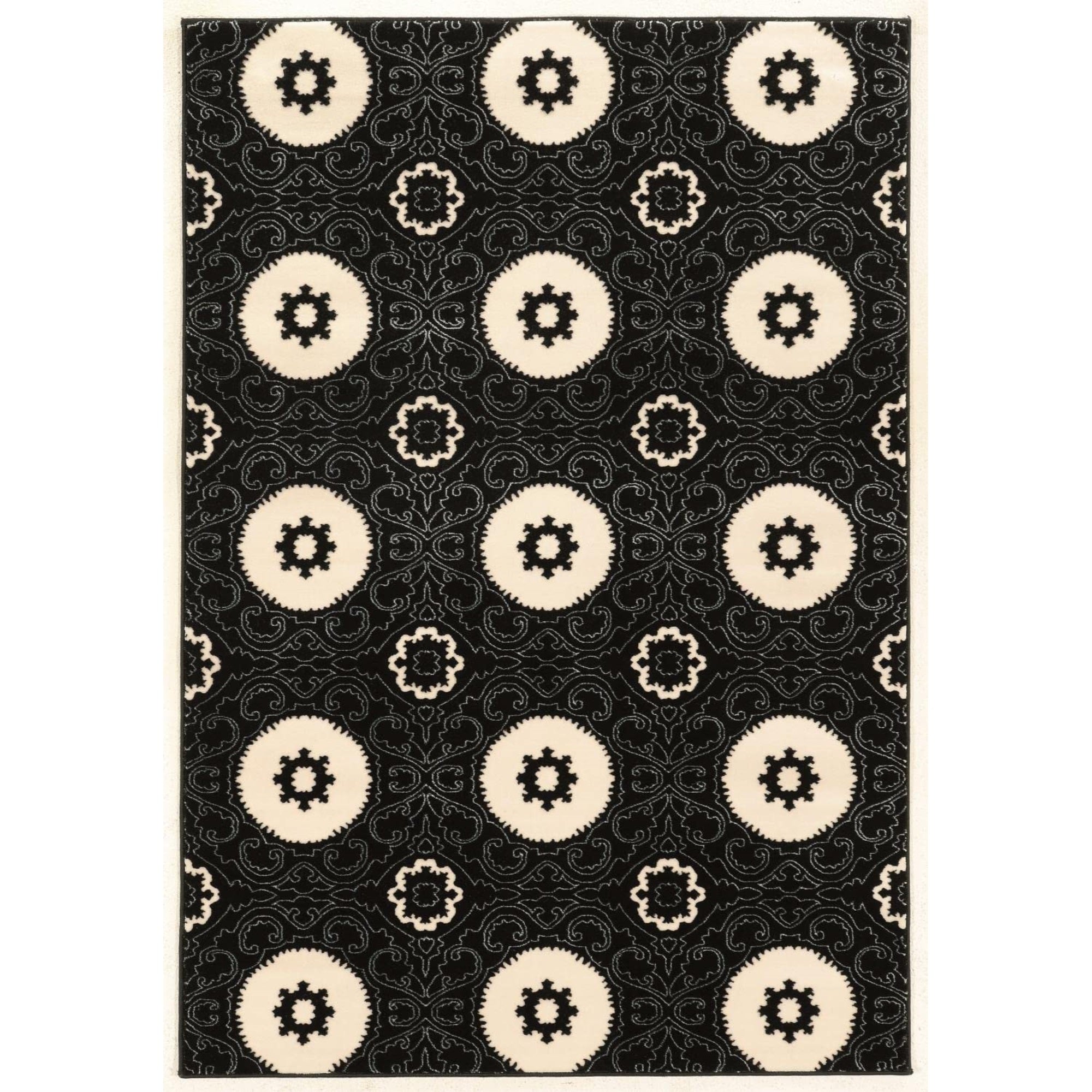 Linon Prisma Collection PA16 Rug 5 3 x 7 6 Black and White Rectangle