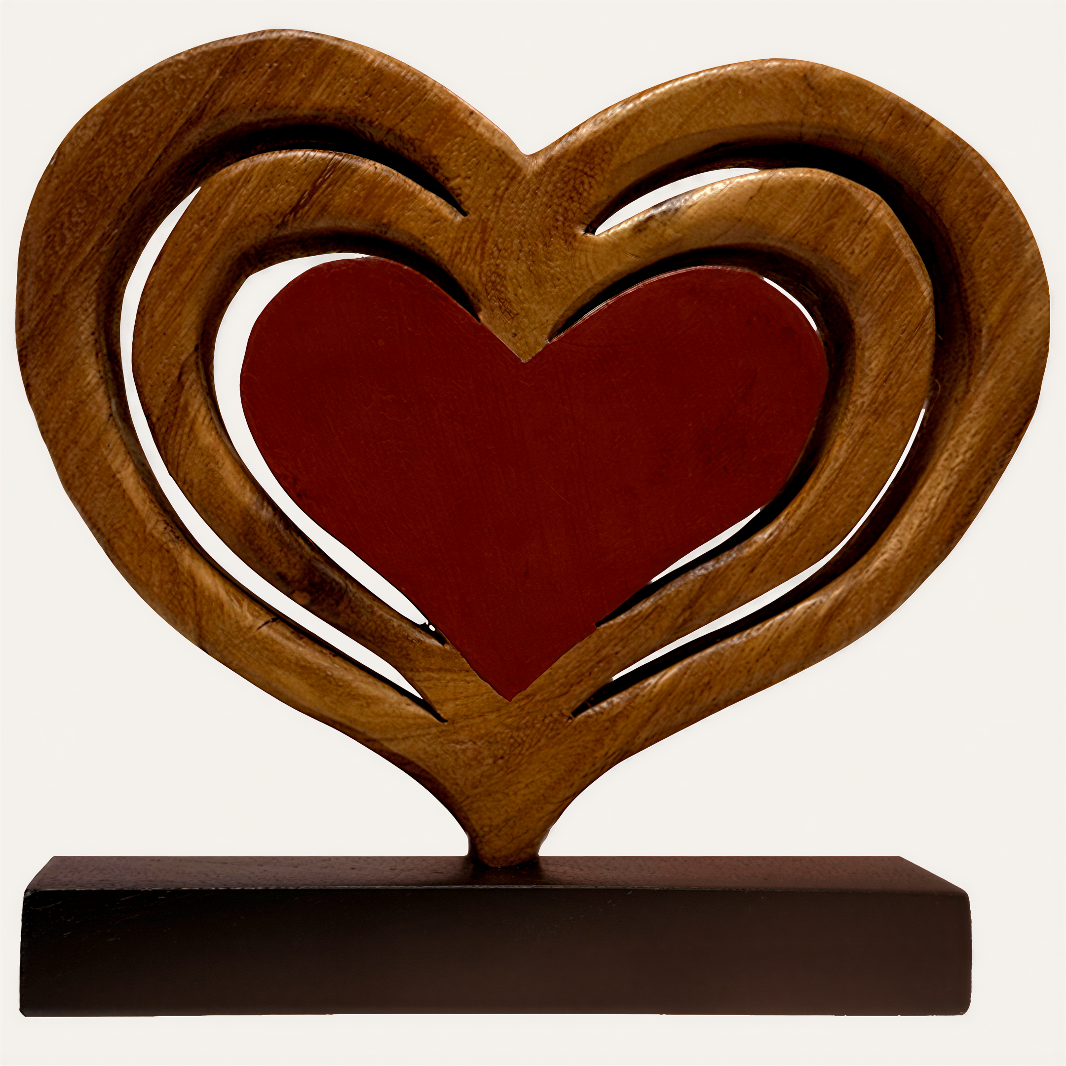Handmade Wooden Sculpture – Heart Shaped Wooden Decor for Warm Home Accents