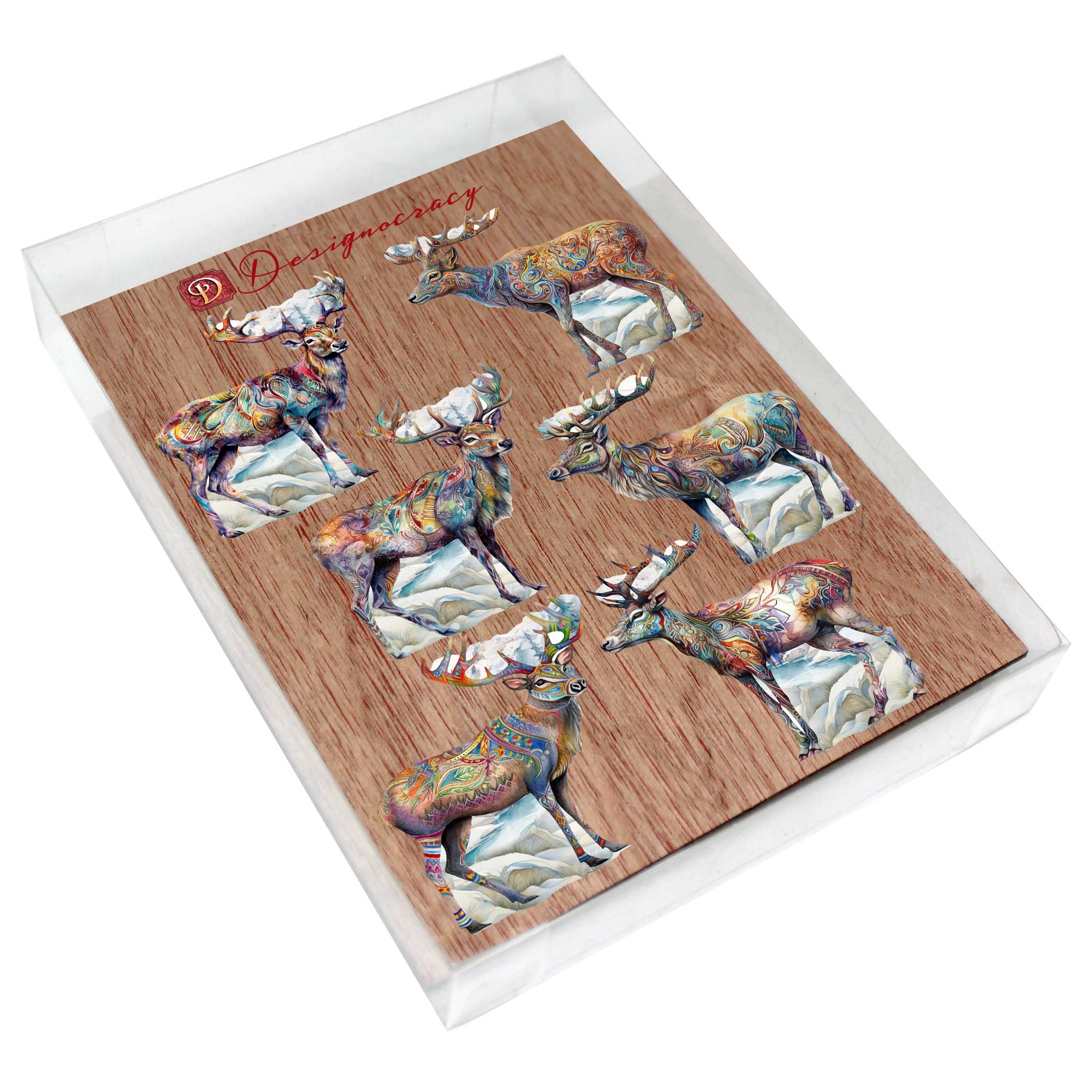 Iconic Caribou of Alaska Decorative Eco Wood Magnets Set of 6 by G. Debrekht - Wildlife Decor - 8090111G-S6