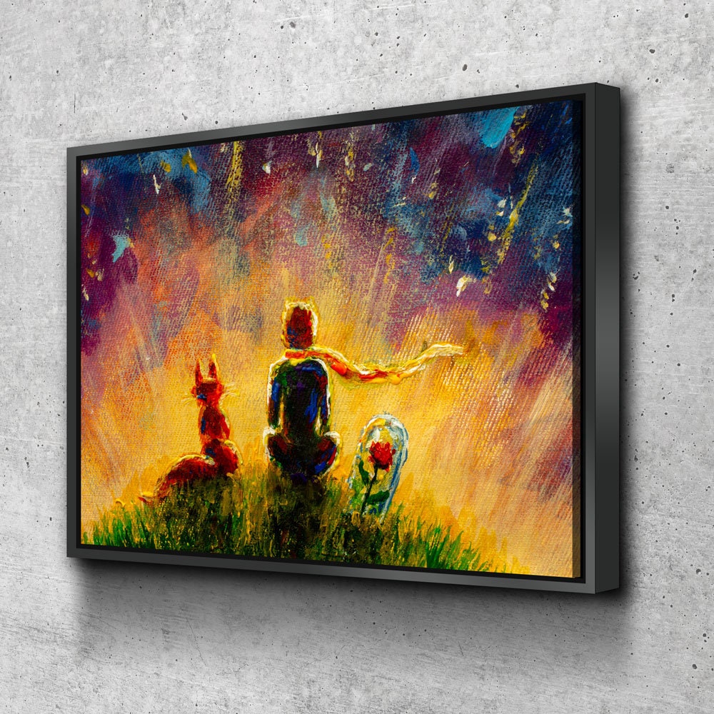 Little Prince, Fox, Red Rose Canvas Wall Art, Little Prince Decor