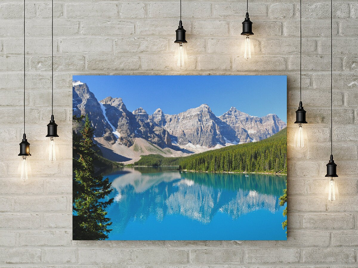 Lake Moraine Canvas Wall Art, Mountains, Lake, Landscape, Alberta Canada, Mountain Decor, Banff National Park