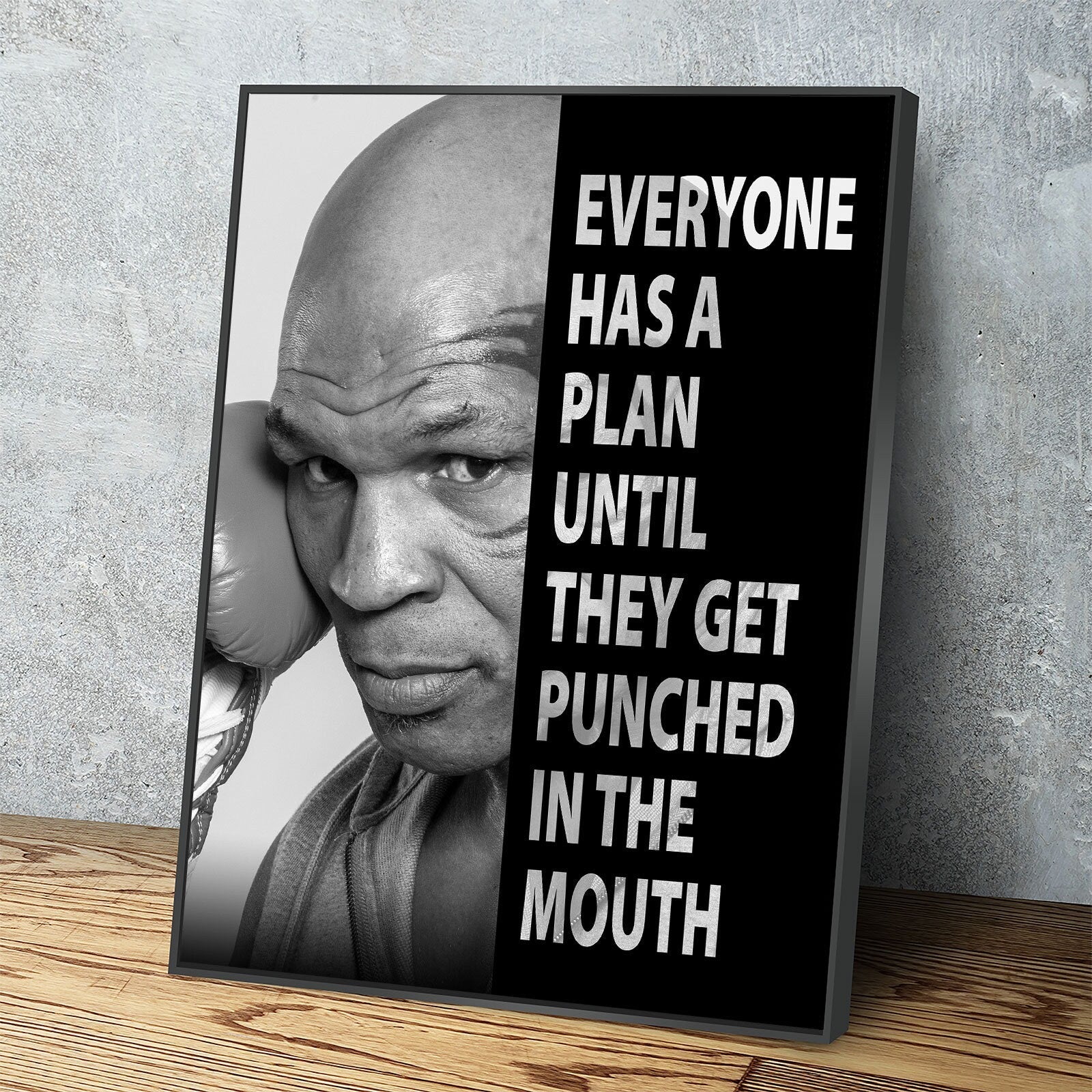Everyone Has a Plan Until They Get Punched in the Mouth Canvas Wall Art, Mike Tyson Quote, Motivational Quote, Inspirational, Office Decor